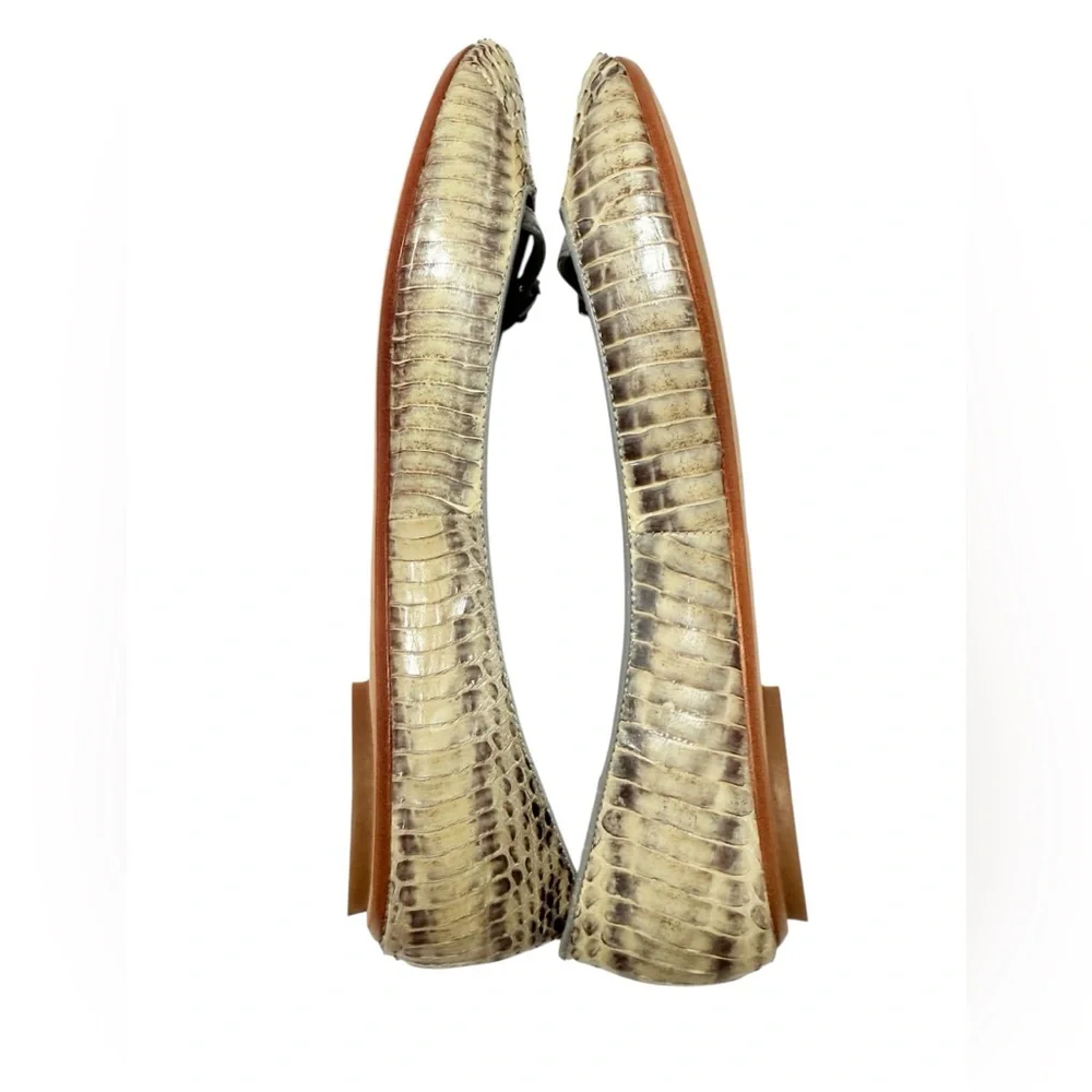 Kenneth Cole Reaction Genuine Python Leather Ballet Flats with Buckle – Size 7.5